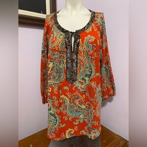 Chic Paisley Women's Tunic - Bold Orange